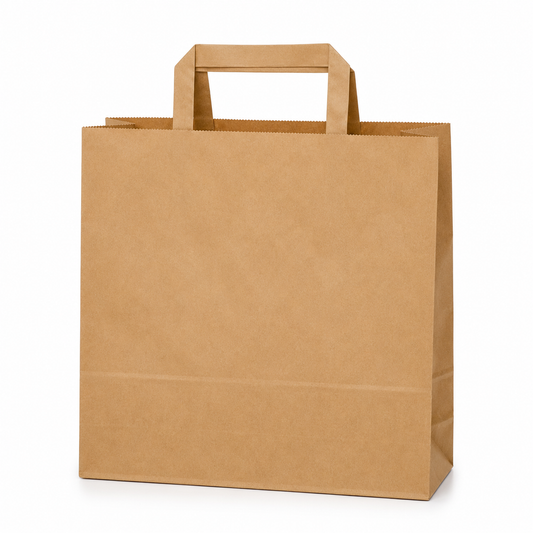 Sac kraft avec poignées plates (Lot de 500)
